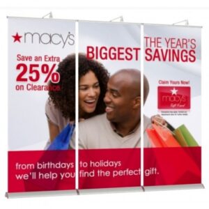 RETRACTABLE ROLL UP WALL DISPLAY SHOWCASE KIT - 3 STAND