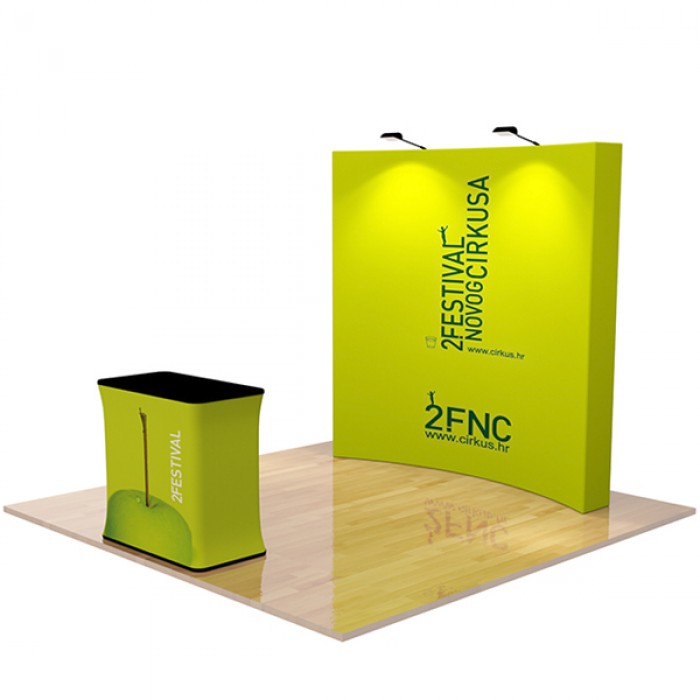 8ft Curve Pop up Fabric Display